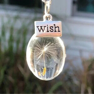 Dandelion Seed Fluff Wish Stainless Steel Enamel Resin Spring Necklace New NWT